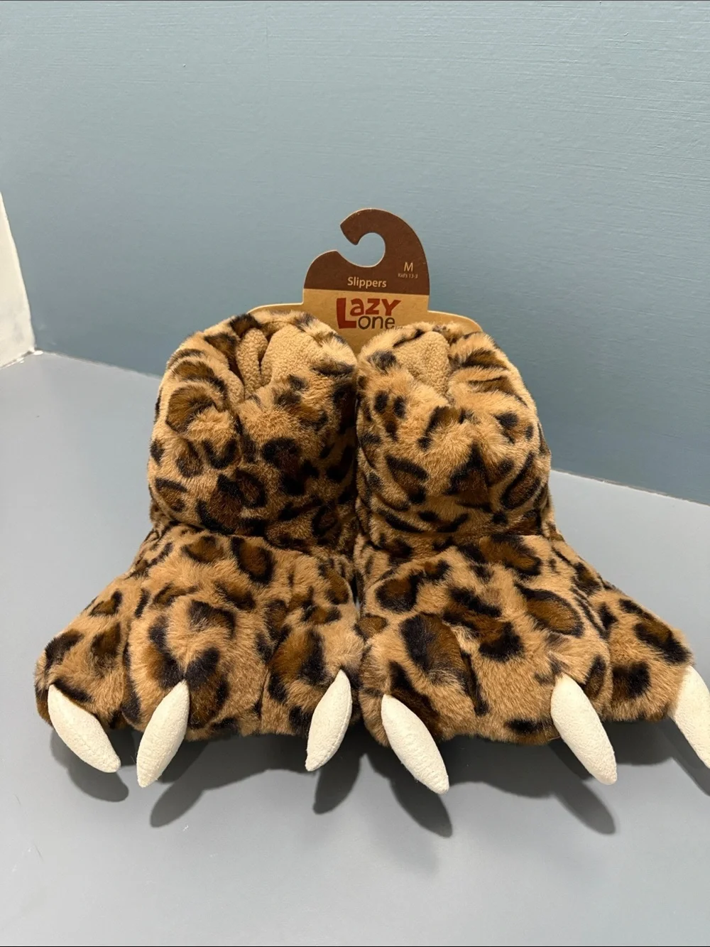 Lazy One Leopard Claw Plush Slippers - Brown & Black